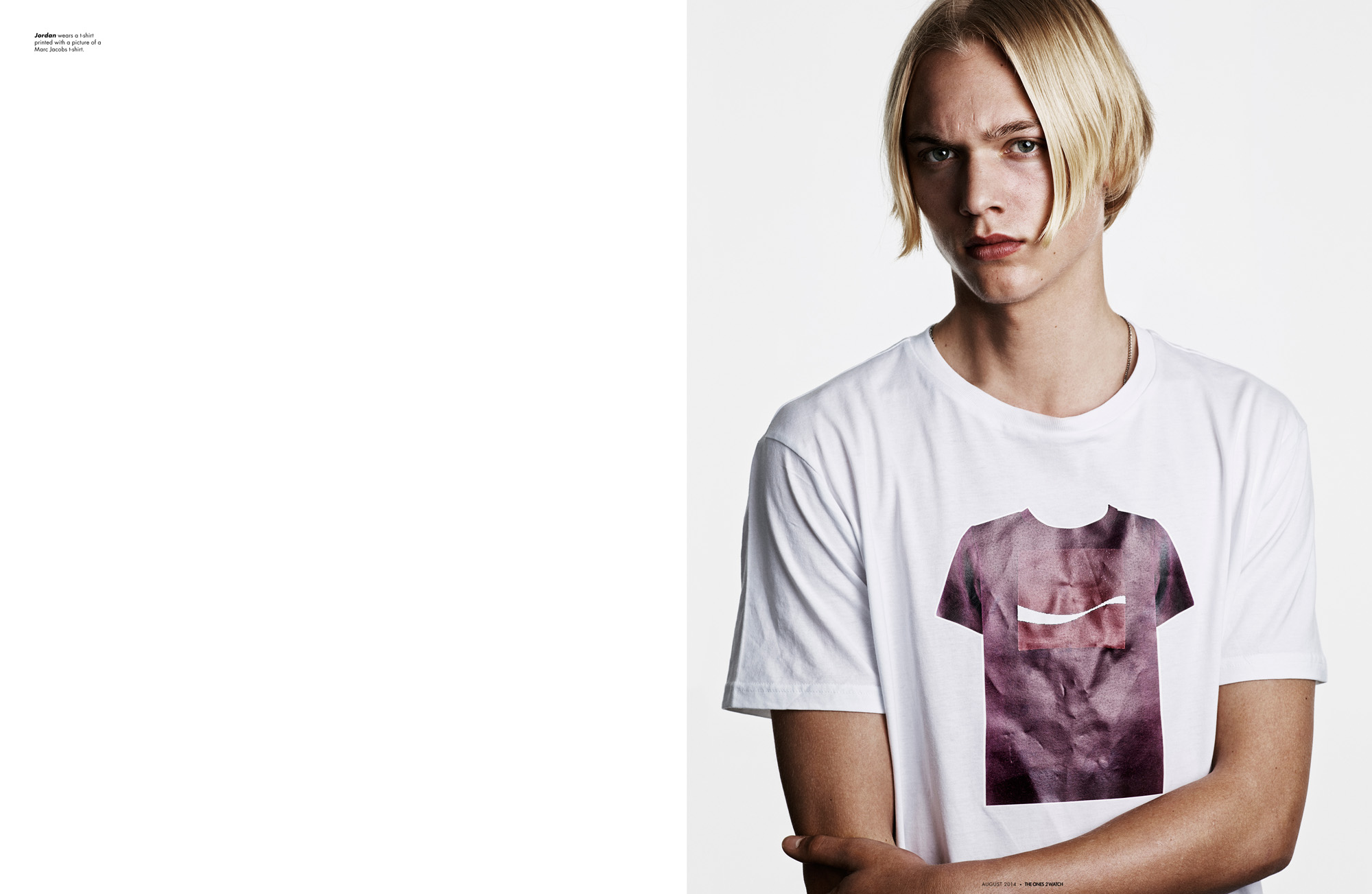 Jordan wears a t-shirt printed with a picture of a Marc Jacobs t-shirt.