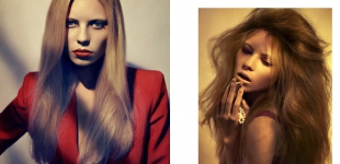 Left: Coat Givenchy. Right: Bra Agent Provocateur, necklace Lanvin.