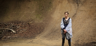 boysgames7 Lessandro wears sweater & cape Tabitha Gwyn Osler, jean shorts with trousers insert Juun J., boots American Style.