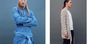 Fade All (5) Left: denim shirt Levi’s via Bij Ons Vintage, shirts (worn around waist) Wrangler via Zipper. Right: vest Superd via Sprmrkt, sweater Acne via Sprmrkt, leather pants stylist’s atelier.
