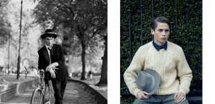 (10) sam wears jacket & shoes beyond retro - shirt cos - trousers acne - hat laird hatters. right: curt wears shirt lanvin - sweater beyond retro - hat laird hatters.