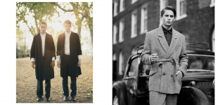 (4) Left: Curt wears shirt & trousers lou dalton - jacket beyond retro - gloves dries van noten - shoes church’s; Louis wears shirt cos - trousers, jacket & shoes beyond retro. Right: Curt wears shirt lanvin - jacket & trousers calum harvey.