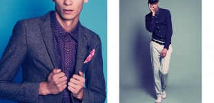 (2) Left: shirt & coat Topman - handkerchief Salvatore Ferragamo. Right: shirt & pants Topman - belt Cerruti 1881 - shoes Converse