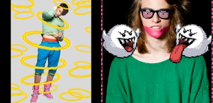 Left: Mateus wears sweater J Crew, boots Jeremy Scott, pants vintage. Right: Nicola wears sunglasses Jeremy Scott, sweater vintage.