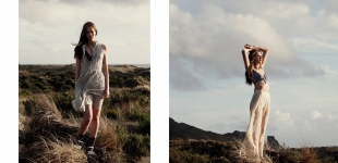 (3) (L) Tylla wears dress Twenty Seven Names - bra Calvin Klein - necklace Nga Waita - shoes Whywho - socks stylist’s own. (R) Rhianon wears trousers Cybele - bikini Seafolly